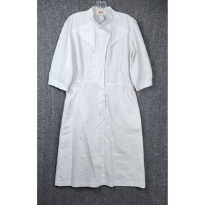 Uniflair Nurse Uniform Dress Women Size 12 White Vintage Made in USA 236